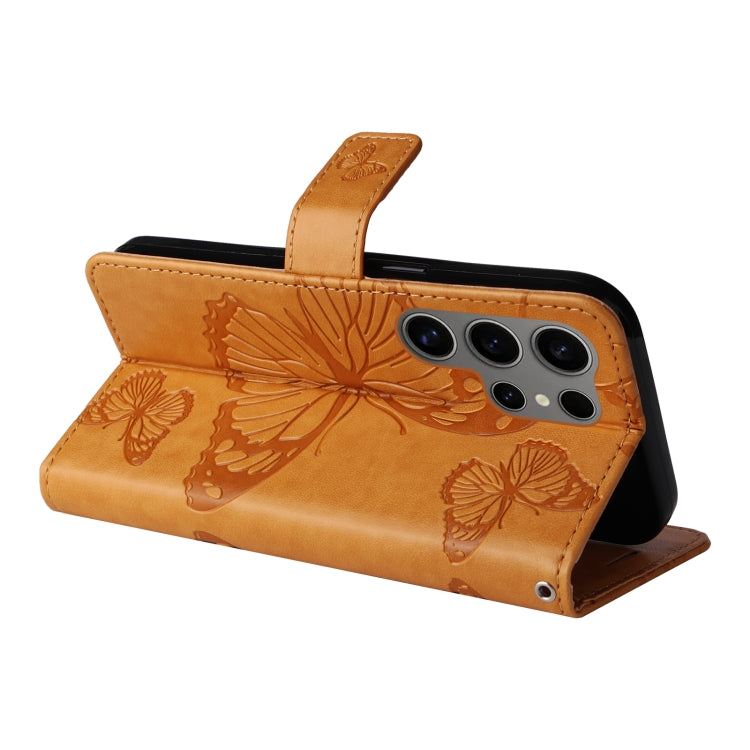 For Samsung Galaxy S25 Ultra 5G 3D Butterfly Embossed Pattern Flip Leather Phone Case(Yellow) - Galaxy S25 Ultra 5G Cases by PMC Jewellery | Online Shopping South Africa | PMC Jewellery | Buy Now Pay Later Mobicred