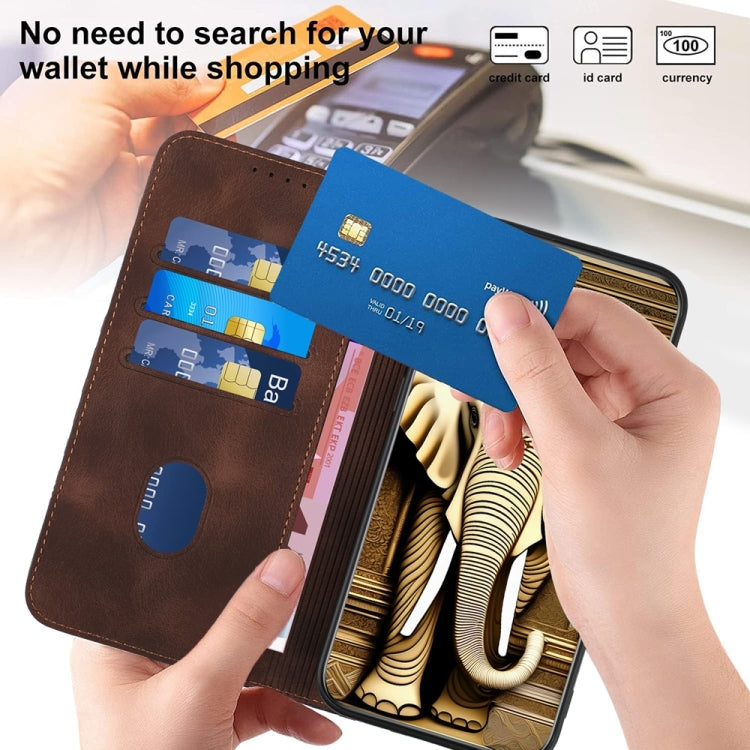 For Samsung Galaxy S25+ 5G Elephant Head Embossed Phone Leather Case with Lanyard(Coffee) - free shipping - PMC Jewellery - Order now!