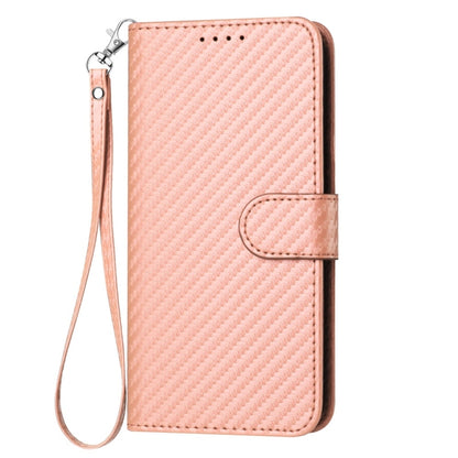 For Samsung Galaxy S25 5G YX0070 Carbon Fiber Buckle Leather Phone Case with Lanyard(Pink) - Galaxy S25 5G Cases by PMC Jewellery | Online Shopping South Africa | PMC Jewellery | Buy Now Pay Later Mobicred