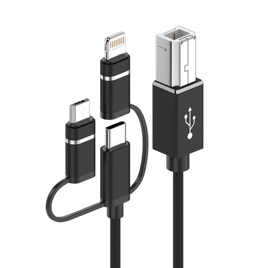 3 in 1 8 Pin, Type-C, Micro USB to USB-B MIDI Instruments Printer Cable, Length: 1m, Length:1m(Black) - Multifunction Cable by PMC Jewellery | Online Shopping South Africa | PMC Jewellery | Buy Now Pay Later Mobicred