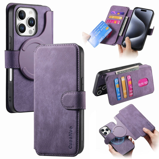 For iPhone 16 Pro Max CaseNeo MagSafe RFID Anti-theft Retro Leather Phone Case(Purple) - iPhone 16 Pro Max Cases by CaseNeo | Online Shopping South Africa | PMC Jewellery | Buy Now Pay Later Mobicred