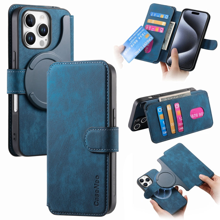 For iPhone 16 Pro CaseNeo MagSafe RFID Anti-theft Retro Leather Phone Case(Blue) - iPhone 16 Pro Cases by CaseNeo | Online Shopping South Africa | PMC Jewellery | Buy Now Pay Later Mobicred