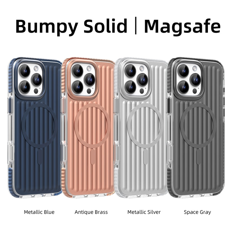 For iPhone 16 Pro Max Mutural Corrugated Texture Magsafe Magnetic Shockproof Phone Case(Dark Grey) - iPhone 16 Pro Max Cases by Mutural | Online Shopping South Africa | PMC Jewellery | Buy Now Pay Later Mobicred