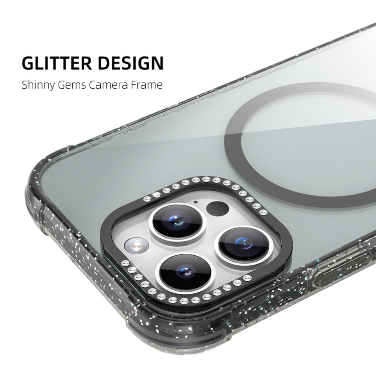 For iPhone 16 Pro Mutural Blink Series Glitter Edge MagSafe Magnetic Phone Case(Black) - free shipping - PMC Jewellery - Order now!
