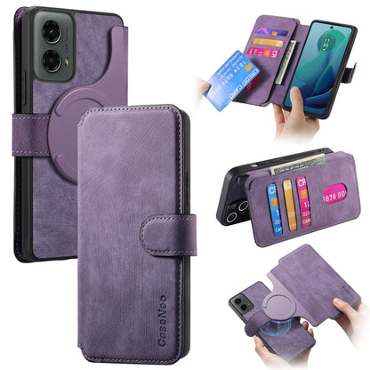 For Motorola Moto G 5G 2024 CaseNeo MagSafe RFID Anti-theft Retro Leather Phone Case(Purple) - Motorola Cases by CaseNeo | Online Shopping South Africa | PMC Jewellery | Buy Now Pay Later Mobicred