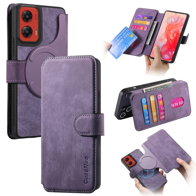 For Motorola Moto G Stylus 5G 2024 CaseNeo MagSafe RFID Anti-theft Retro Leather Phone Case(Purple) - Motorola Cases by CaseNeo | Online Shopping South Africa | PMC Jewellery | Buy Now Pay Later Mobicred