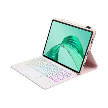 For Honor Pad X8a / X9 2024 AH25-AS Ultra-thin Detachable Backlight Bluetooth Keyboard Leather Tablet Case with Touchpad(Pink White) - Huawei Keyboard by PMC Jewellery | Online Shopping South Africa | PMC Jewellery | Buy Now Pay Later Mobicred