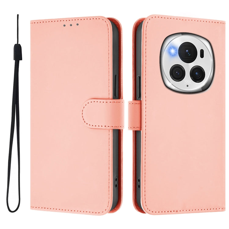 For Honor Magic6 Pro Skin Feel Solid Color Leather Phone Case with Lanyard(Pink) - Honor Cases by PMC Jewellery | Online Shopping South Africa | PMC Jewellery | Buy Now Pay Later Mobicred