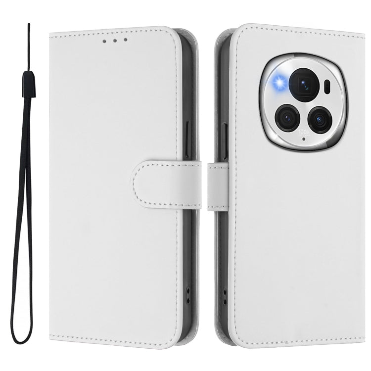 For Honor Magic6 Pro Skin Feel Solid Color Leather Phone Case with Lanyard(White) - Honor Cases by PMC Jewellery | Online Shopping South Africa | PMC Jewellery | Buy Now Pay Later Mobicred