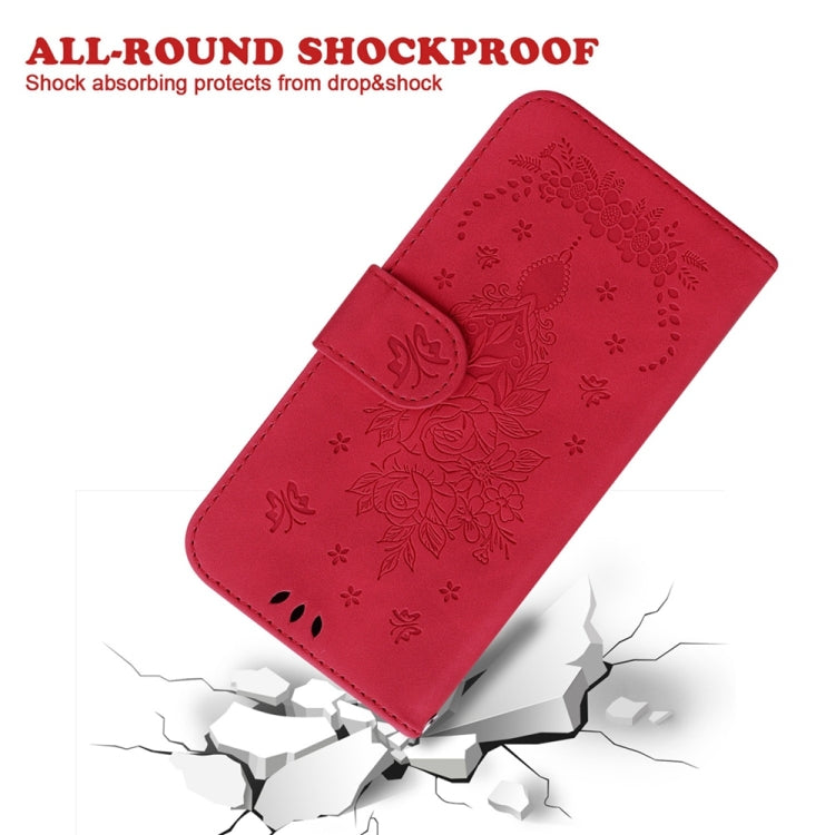 For Samsung Galaxy S25 5G Butterfly Rose Embossed Leather Phone Case(Red) - Galaxy S25 5G Cases by PMC TechLife | Online Shopping South Africa | PMC TechLife | Buy Now Pay Later Mobicred