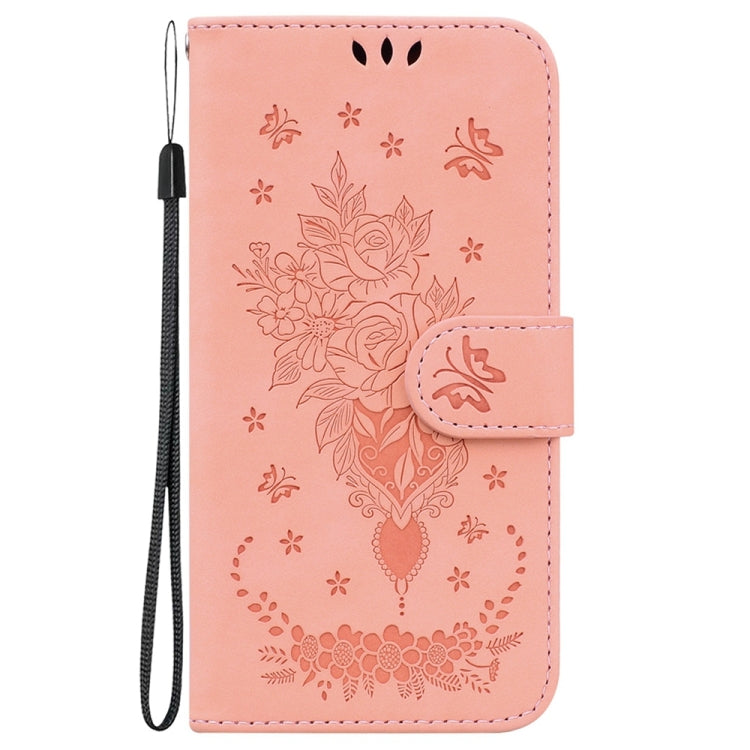 For Samsung Galaxy S25 5G Butterfly Rose Embossed Leather Phone Case(Pink) - Galaxy S25 5G Cases by PMC Jewellery | Online Shopping South Africa | PMC Jewellery | Buy Now Pay Later Mobicred