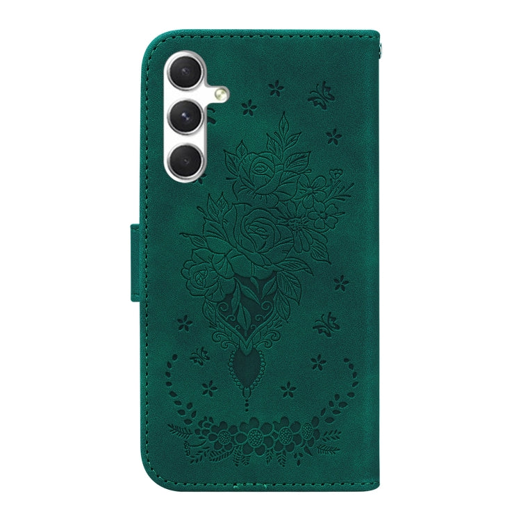 For Samsung Galaxy S25+ 5G Butterfly Rose Embossed Leather Phone Case(Green) - Galaxy S25+ 5G Cases by PMC Jewellery | Online Shopping South Africa | PMC Jewellery | Buy Now Pay Later Mobicred