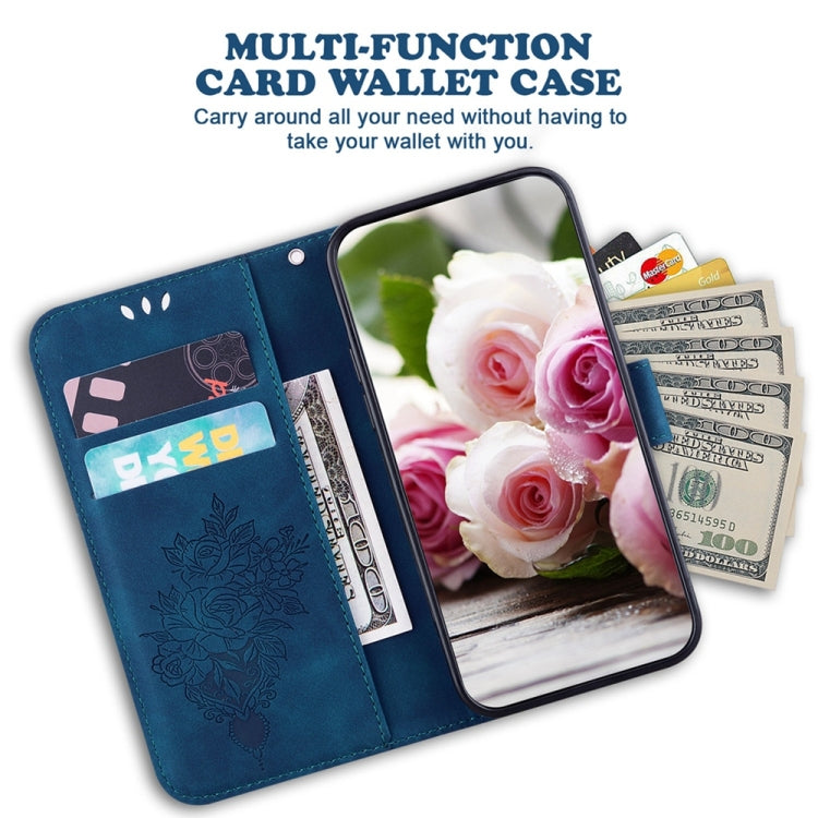 For Samsung Galaxy S25 Ultra 5G Butterfly Rose Embossed Leather Phone Case(Blue) - Galaxy S25 Ultra 5G Cases by PMC TechLife | Online Shopping South Africa | PMC TechLife | Buy Now Pay Later Mobicred