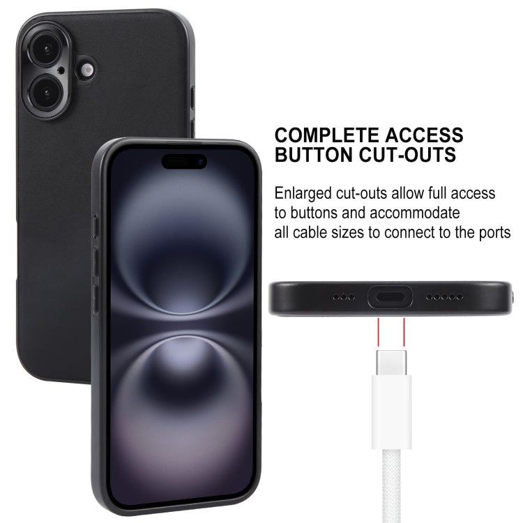 For iPhone 16 Plus GEBEI Plain Leather TPU Hybrid PU Phone Case(Black) - iPhone 16 Plus Cases by GEBEI | Online Shopping South Africa | PMC Jewellery | Buy Now Pay Later Mobicred