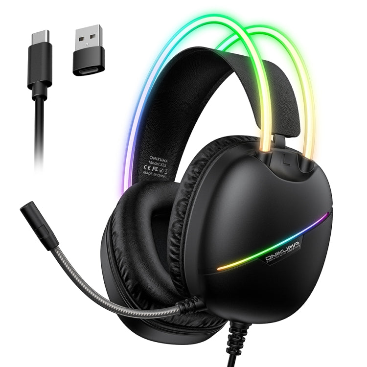 ONIKUMA X33 Head-mounted RGB Light E-Sports Gaming Headset, Cable Length: 2m(Black) - Multimedia Headset by ONIKUMA | Online Shopping South Africa | PMC TechLife | Buy Now Pay Later Mobicred