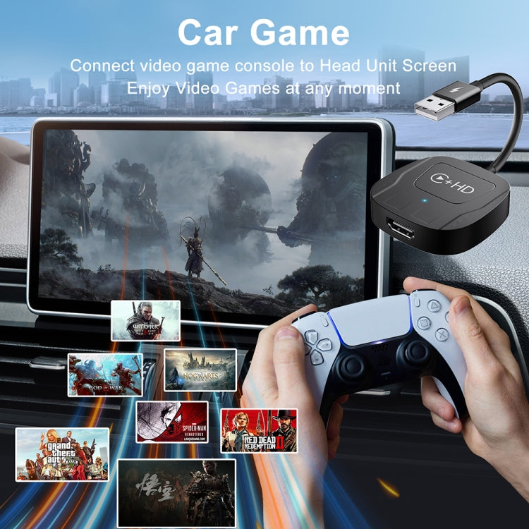 USB and HDMI Wired to Wireless CarPlay Auto Adapter, Specification:Square(Carbon Fiber) - Bluetooth Adapters by PMC Jewellery | Online Shopping South Africa | PMC Jewellery | Buy Now Pay Later Mobicred