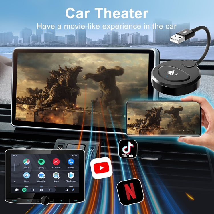 USB Interface Wired to Wireless CarPlay Auto Adapter for Android, Specification:Round(Black) - Bluetooth Adapters by PMC Jewellery | Online Shopping South Africa | PMC Jewellery | Buy Now Pay Later Mobicred