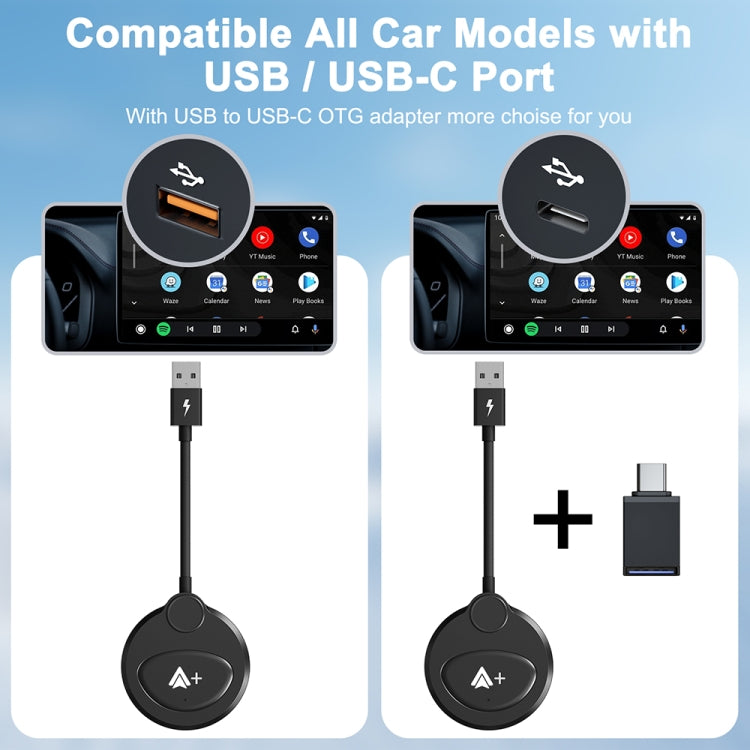 USB Interface Wired to Wireless CarPlay Auto Adapter for Android, Specification:Round(Black) - Bluetooth Adapters by PMC Jewellery | Online Shopping South Africa | PMC Jewellery | Buy Now Pay Later Mobicred