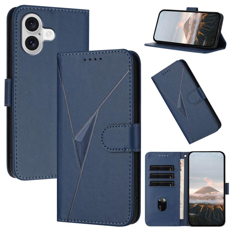 For iPhone 17 Triangle Pattern Buckle Clasp Leather Phone Case(Royal Blue) - free shipping - PMc TechLife - Order now!