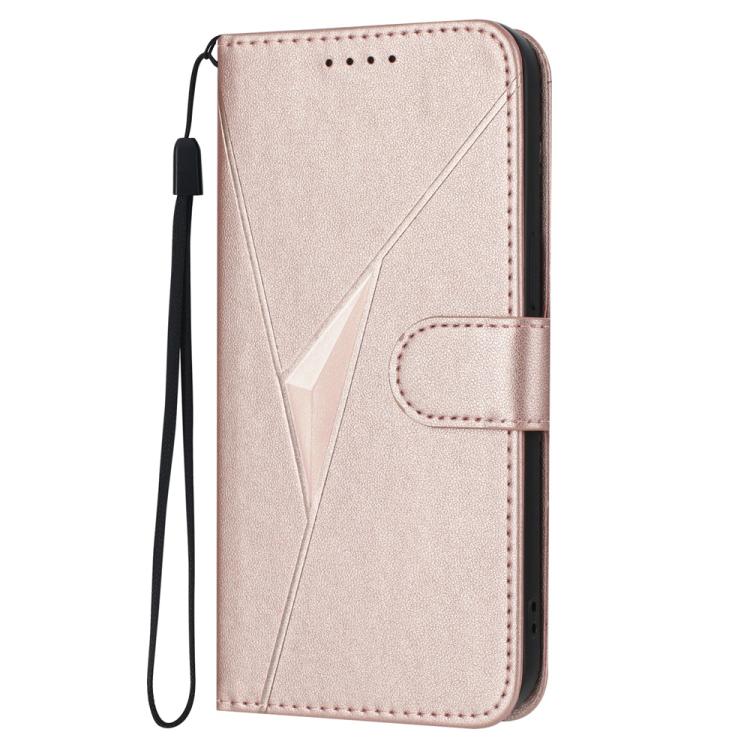For iPhone 17 Air Triangle Pattern Buckle Clasp Leather Phone Case(Rose Gold) - free shipping - PMc TechLife - Order now!