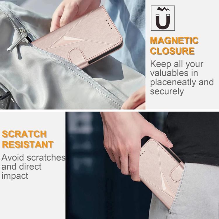 For iPhone 17 Air Triangle Pattern Buckle Clasp Leather Phone Case(Rose Gold) - free shipping - PMc TechLife - Order now!