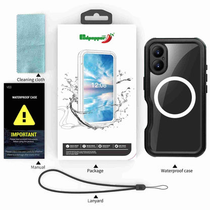 For iPhone 16 Plus RedPepper IP68 Waterproof Triple-proof MagSafe Phone Case(Black Blue) - iPhone 16 Plus Cases by RedPepper | Online Shopping South Africa | PMC Jewellery | Buy Now Pay Later Mobicred