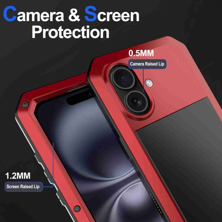 For iPhone 16 Plus RedPepper Triple-proof Metal Phone Case(Red) - iPhone 16 Plus Cases by RedPepper | Online Shopping South Africa | PMC Jewellery | Buy Now Pay Later Mobicred