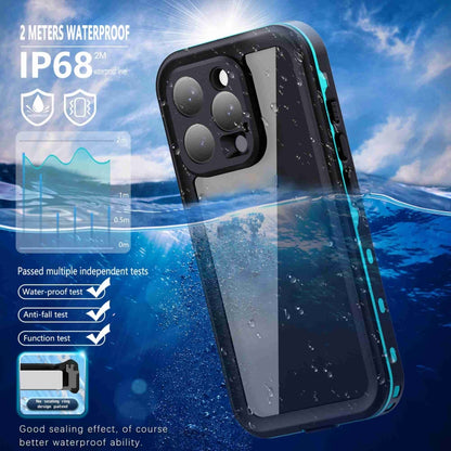 For iPhone 16 Pro Max RedPepper Transparent Dot IP68 Waterproof Triple-proof Phone Case(Black Blue) - iPhone 16 Pro Max Cases by RedPepper | Online Shopping South Africa | PMC Jewellery | Buy Now Pay Later Mobicred