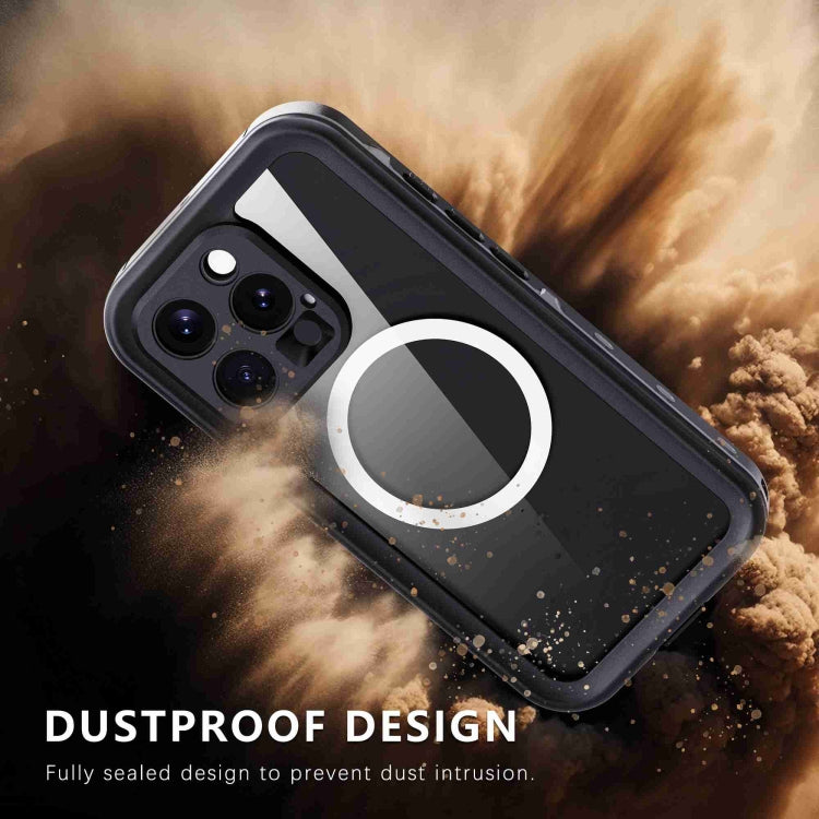 For iPhone 16 Pro RedPepper Transparent Dot IP68 Waterproof Triple-proof MagSafe Phone Case(Black Dark Grey) - iPhone 16 Plus Cases by RedPepper | Online Shopping South Africa | PMC Jewellery | Buy Now Pay Later Mobicred