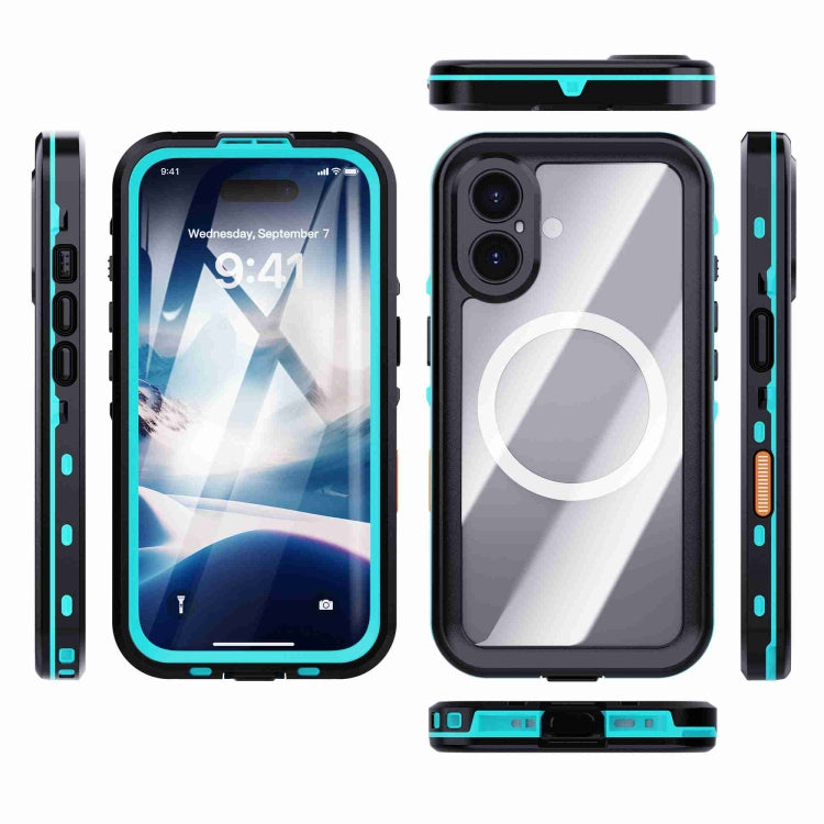 For iPhone 16 Plus RedPepper Transparent Dot IP68 Waterproof Triple-proof MagSafe Phone Case(Black Blue) - iPhone 16 Plus Cases by RedPepper | Online Shopping South Africa | PMC Jewellery | Buy Now Pay Later Mobicred