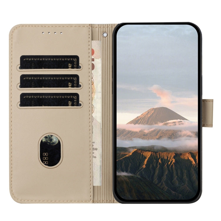 For Samsung Galaxy S25 5G Triangle Pattern Buckle Clasp Leather Phone Case(Gold) - Galaxy S25 5G Cases by PMC Jewellery | Online Shopping South Africa | PMC Jewellery | Buy Now Pay Later Mobicred