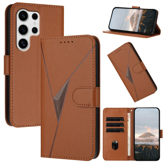 For Samsung Galaxy S25 Ultra 5G Triangle Pattern Buckle Clasp Leather Phone Case(Brown) - Galaxy S25 Ultra 5G Cases by PMC Jewellery | Online Shopping South Africa | PMC Jewellery | Buy Now Pay Later Mobicred