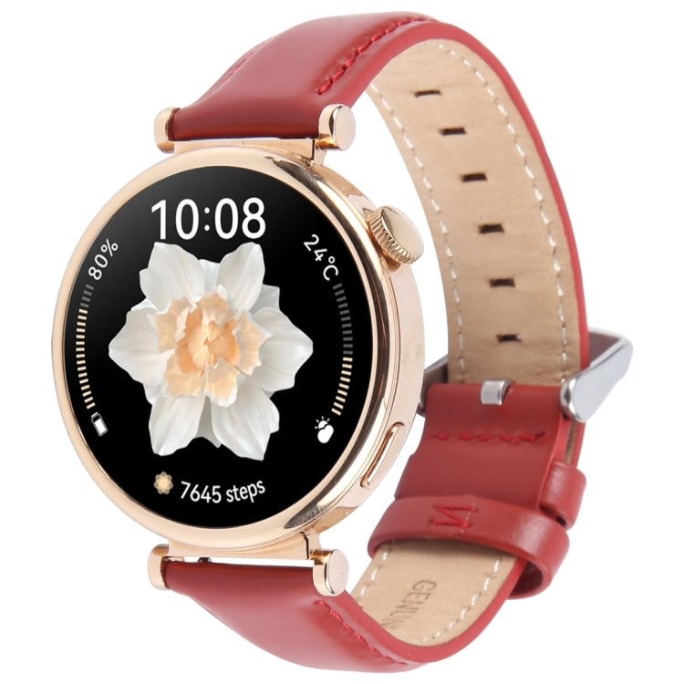 18mm Silver Steel Buckle Genuine Leather Watch Band Wristband(Red) - free shipping - PMc TechLife - Order now!