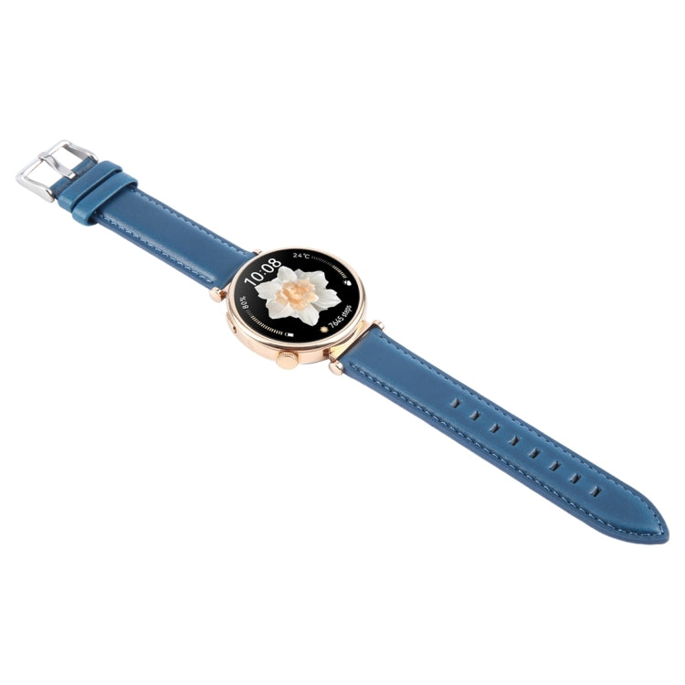 20mm Silver Steel Buckle Genuine Leather Watch Band Wristband(Blue) - 20mm Bands by PMc TechLife | Online Shopping South Africa | PMc TechLife | Buy Now Pay Later Mobicred