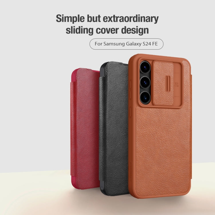 For Samsung Galaxy S24 FE 5G NILLKIN QIN Series Pro Sliding Camera Cover Design Leather Phone Case(Red) - Galaxy S24 FE 5G Cases by NILLKIN | Online Shopping South Africa | PMC Jewellery | Buy Now Pay Later Mobicred