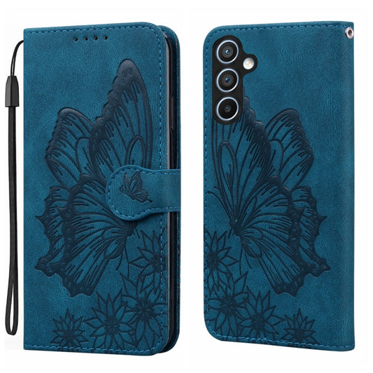 For Samsung Galaxy S25 5G Retro Skin Feel Butterflies Embossing Horizontal Flip Leather Phone Case(Blue) - Galaxy S25 5G Cases by PMC Jewellery | Online Shopping South Africa | PMC Jewellery | Buy Now Pay Later Mobicred