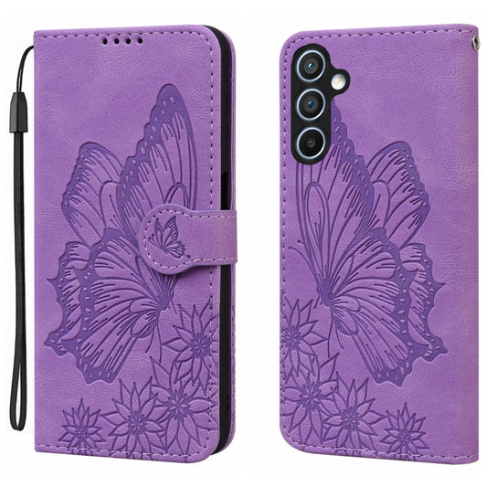 For Samsung Galaxy S25+ 5G Retro Skin Feel Butterflies Embossing Horizontal Flip Leather Phone Case(Purple) - Galaxy S25+ 5G Cases by PMC Jewellery | Online Shopping South Africa | PMC Jewellery | Buy Now Pay Later Mobicred