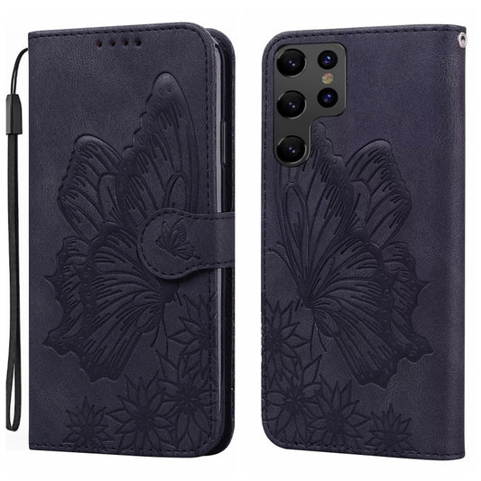 For Samsung Galaxy S25 Ultra 5G Retro Skin Feel Butterflies Embossing Horizontal Flip Leather Phone Case(Black) - Galaxy S25 Ultra 5G Cases by PMC Jewellery | Online Shopping South Africa | PMC Jewellery | Buy Now Pay Later Mobicred