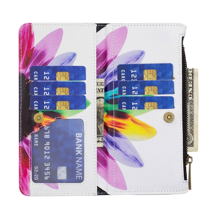 For Samsung Galaxy S25 5G Colored Drawing Pattern Zipper Leather Phone Case(Sun Flower) - Galaxy S25 5G Cases by PMC Jewellery | Online Shopping South Africa | PMC Jewellery | Buy Now Pay Later Mobicred
