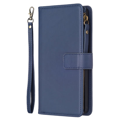 For Samsung Galaxy S25 5G 9 Card Slots Zipper Wallet Leather Flip Phone Case(Blue) - Galaxy S25 5G Cases by PMC Jewellery | Online Shopping South Africa | PMC Jewellery | Buy Now Pay Later Mobicred