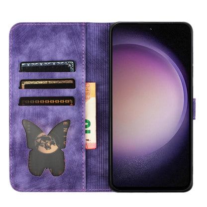 For Samsung Galaxy S25 5G Butterfly Cat Embossing Flip Leather Phone Case(Purple) - Galaxy S25 5G Cases by PMC Jewellery | Online Shopping South Africa | PMC Jewellery | Buy Now Pay Later Mobicred