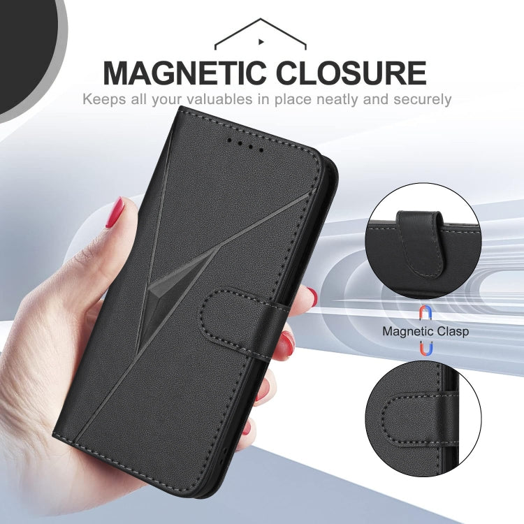 For Motorola Edge 5G 2024 Triangle Pattern Buckle Clasp Leather Phone Case(Black) - Motorola Cases by PMC Jewellery | Online Shopping South Africa | PMC Jewellery | Buy Now Pay Later Mobicred