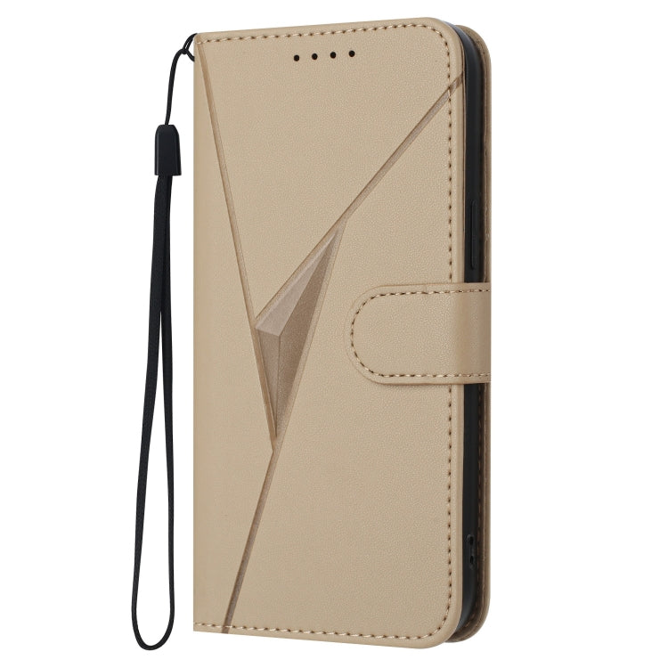 For Motorola Moto G Play 4G 2024 Triangle Pattern Buckle Clasp Leather Phone Case(Gold) - Motorola Cases by PMC Jewellery | Online Shopping South Africa | PMC Jewellery | Buy Now Pay Later Mobicred