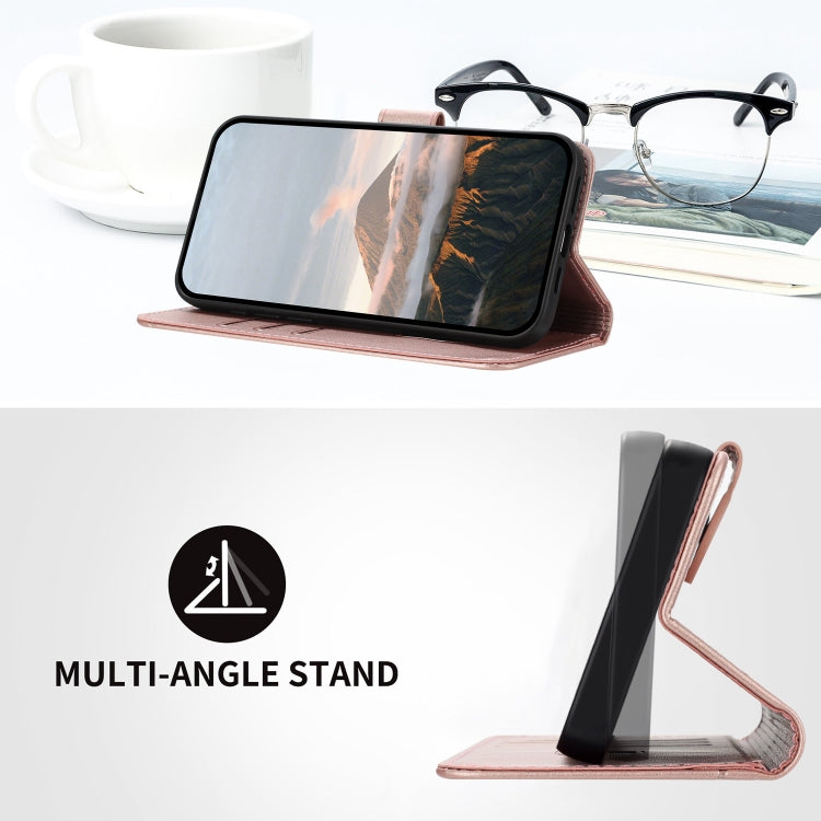 For Motorola Moto G Play 4G 2024 Triangle Pattern Buckle Clasp Leather Phone Case(Rose Gold) - free shipping - PMC Jewellery - Order now!