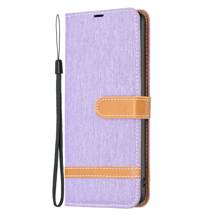 For Samsung Galaxy S25 5G Color Block Denim Texture Leather Phone Case(Purple) - Galaxy S25 5G Cases by PMC Jewellery | Online Shopping South Africa | PMC Jewellery | Buy Now Pay Later Mobicred