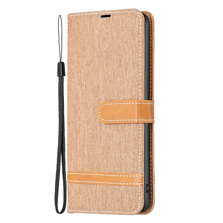 For Samsung Galaxy S25 5G Color Block Denim Texture Leather Phone Case(Brown) - Galaxy S25 5G Cases by PMC Jewellery | Online Shopping South Africa | PMC Jewellery | Buy Now Pay Later Mobicred