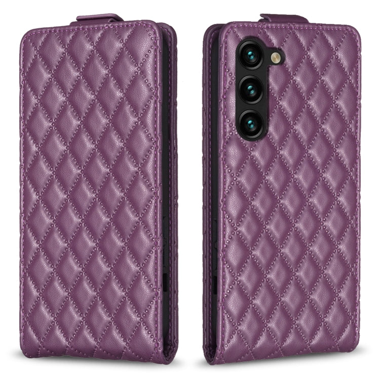 For Samsung Galaxy S25 5G Diamond Lattice Vertical Flip Leather Phone Case(Dark Purple) - Galaxy S25 5G Cases by PMC Jewellery | Online Shopping South Africa | PMC Jewellery | Buy Now Pay Later Mobicred