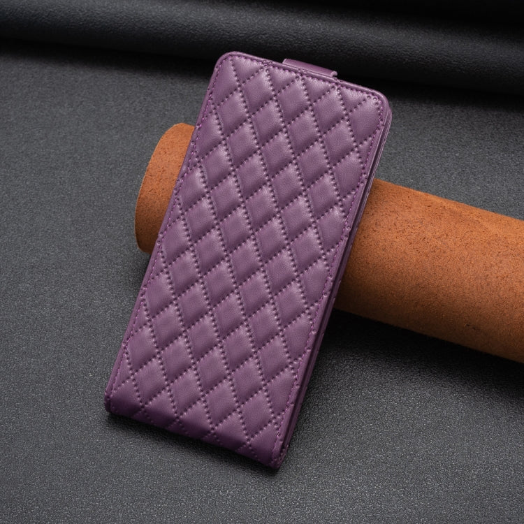 For Samsung Galaxy S25 5G Diamond Lattice Vertical Flip Leather Phone Case(Dark Purple) - Galaxy S25 5G Cases by PMC Jewellery | Online Shopping South Africa | PMC Jewellery | Buy Now Pay Later Mobicred