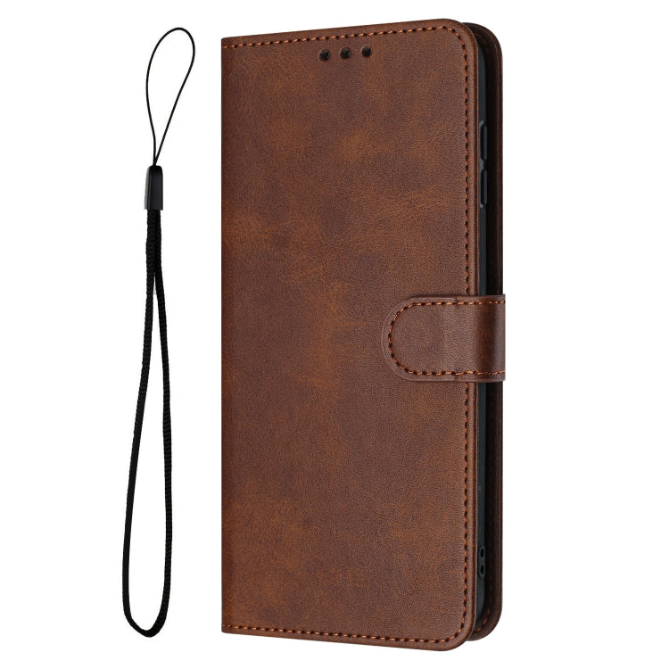 For Samsung Galaxy S25+ / S24+ 5G Solid Calf Texture Flip Leather Phone Case(Brown) - Galaxy S25+ 5G Cases by PMC TechLife | Online Shopping South Africa | PMC TechLife | Buy Now Pay Later Mobicred