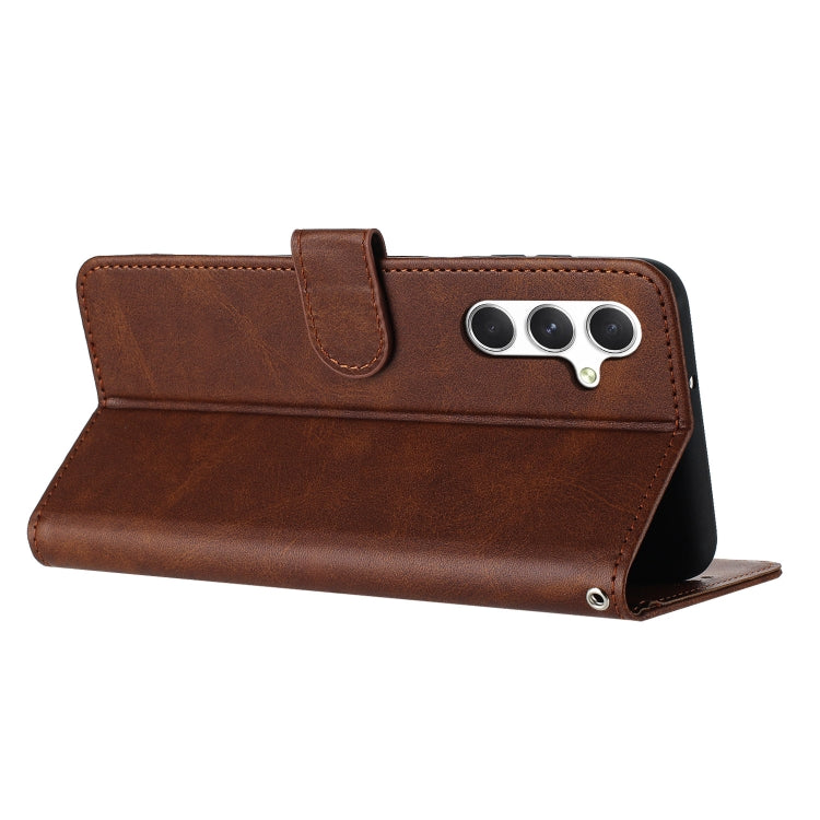 For Samsung Galaxy S25+ / S24+ 5G Solid Calf Texture Flip Leather Phone Case(Brown) - Galaxy S25+ 5G Cases by PMC TechLife | Online Shopping South Africa | PMC TechLife | Buy Now Pay Later Mobicred